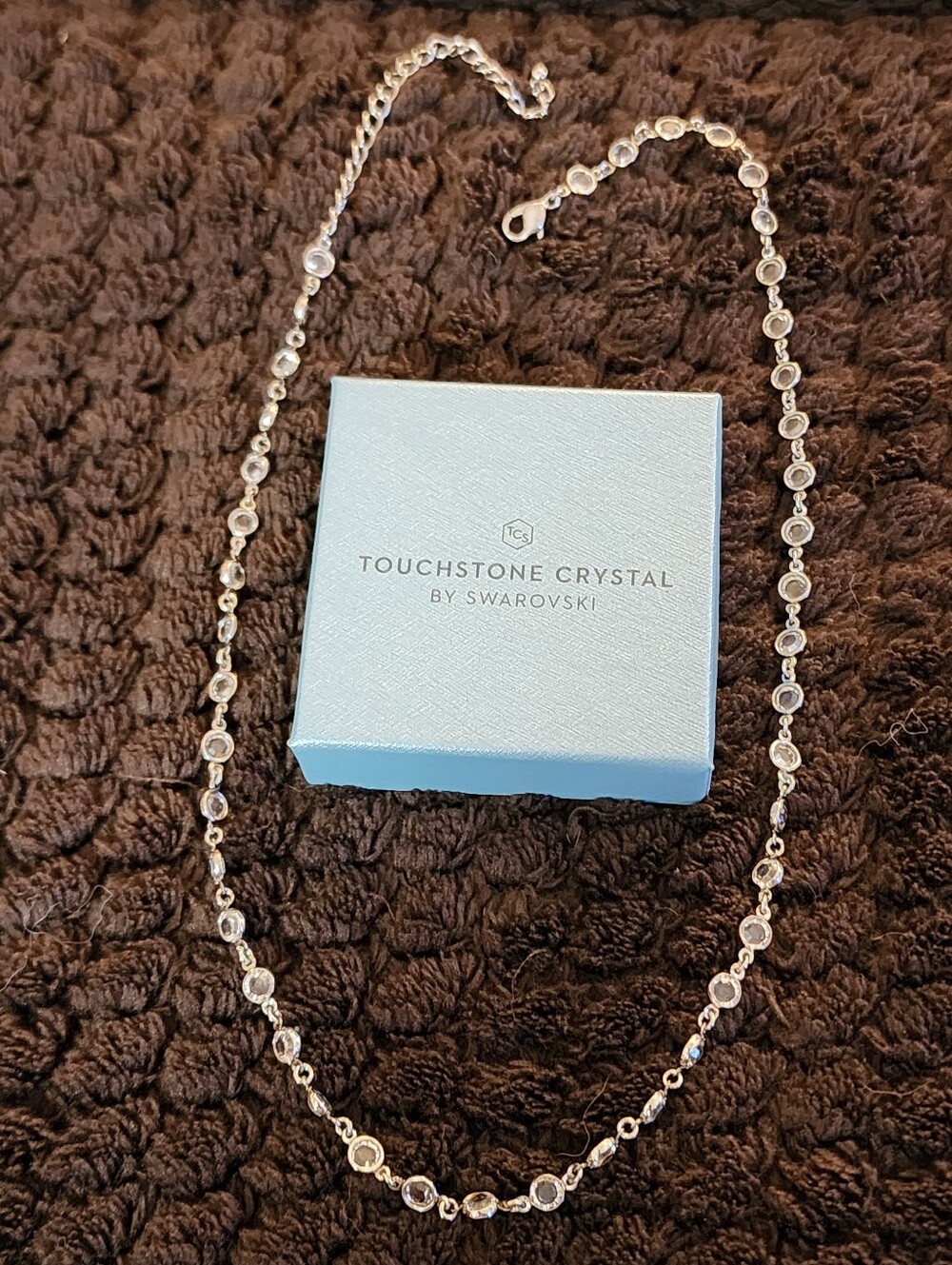 Touchstone Crystal Silver Crystal Station Necklace.